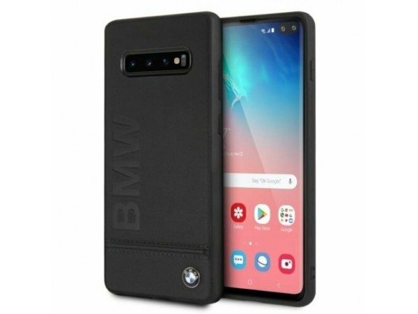 NEW CG MOBILE Galaxy S10+ BMW LOGO IMPRINT Genuine leather Hard Case Black Cover